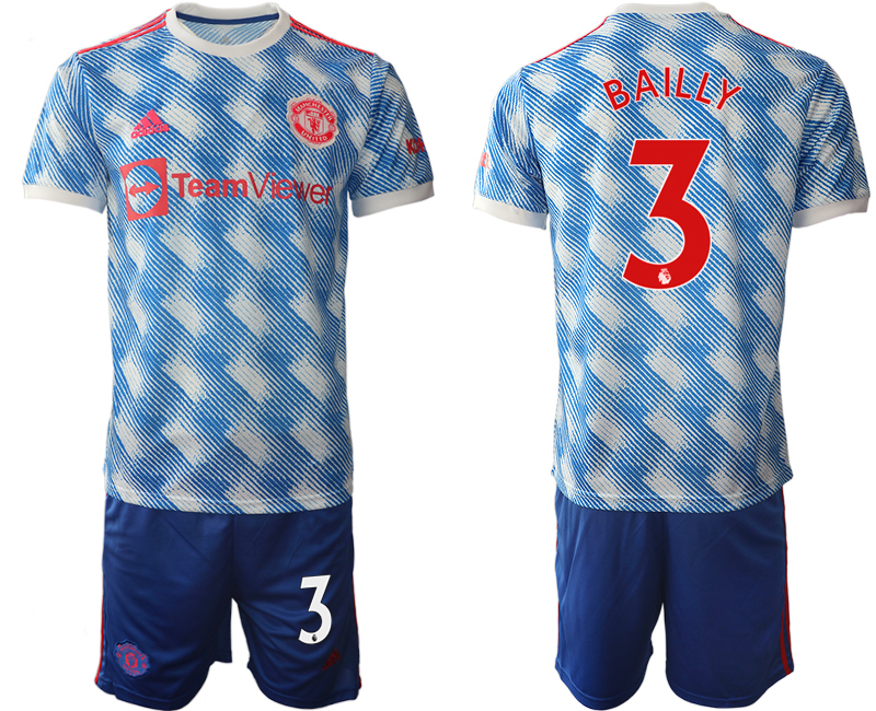 Men 2021-2022 Club Manchester United away blue #3 Soccer Jersey